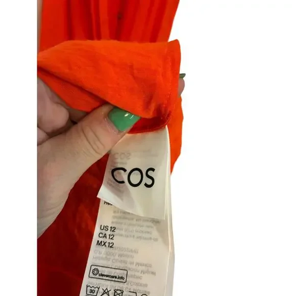 COS Bright Orange Halterneck Maxi Dress Minimalist Resort Elegant 12 Resortewar - Picture 7 of 8